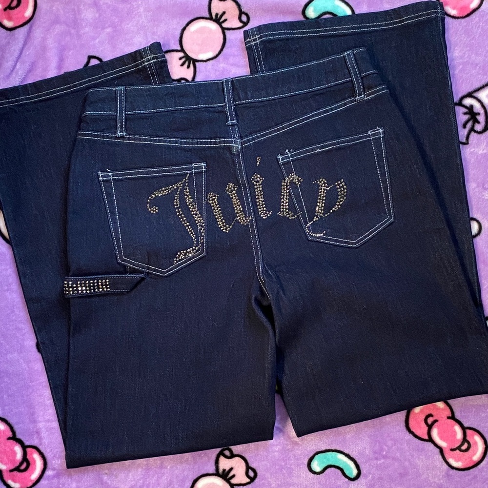 Juicy Couture ✨ Bling Women's Dark Wash Straight Wide Leg Jeans size 9